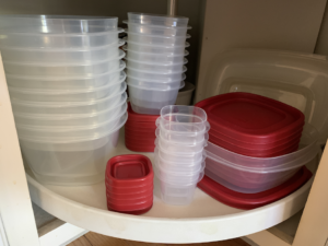 food containers a jumbled mess